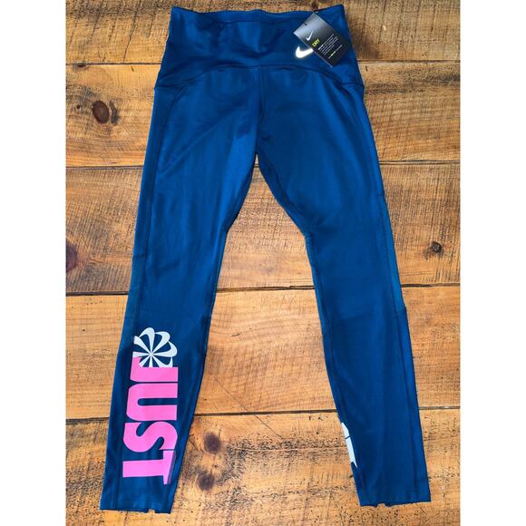 NWT Womens Nike Speed Tight Fit Blue Running Leggings Athletic Reflective Size S - Picture 2 of 12